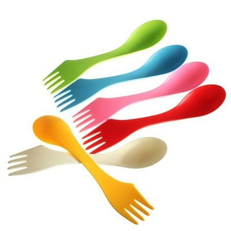 

6Pcs/Set 3 In 1 Spoon Fork Knife Cutlery Set Mixed Sweet Candy Color Portable Ca