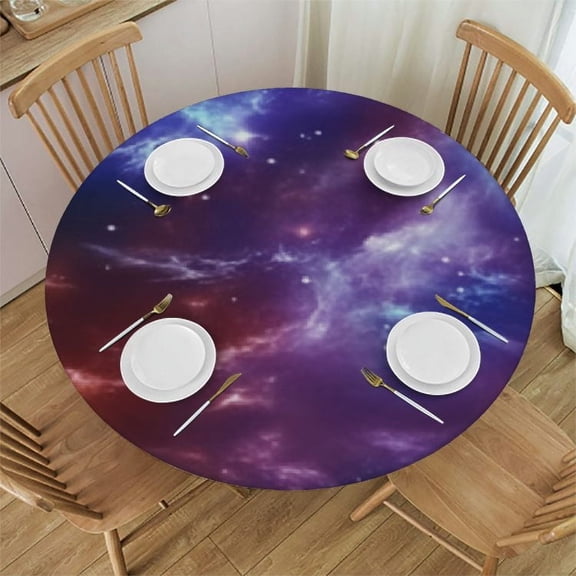Patifu Stars Nebula Round Tablecloth 100% Polyester Waterproof Fabric Stain Resistant Ideal for Indoor Outdoor Restaurants Parties Wedding  Wrinkle Resistant Various Sizes Gift 31"-35