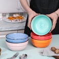 thumbnail image 2 of HAPPY KIT Hand-painted Ceramic Cereal Soup Bowls, 6 inch, warm colors  Set of 6, 24 oz, 2 of 7