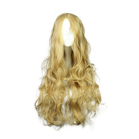 Unique Bargains Wigs for Women 31" Gold Tone Curly Wig with Wig Cap