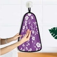 thumbnail image 5 of Flower White Purple Pattern Hand Towel Quick Drying Home Storage Kitchen Towel Hooks Dish Cloths, 5 of 6