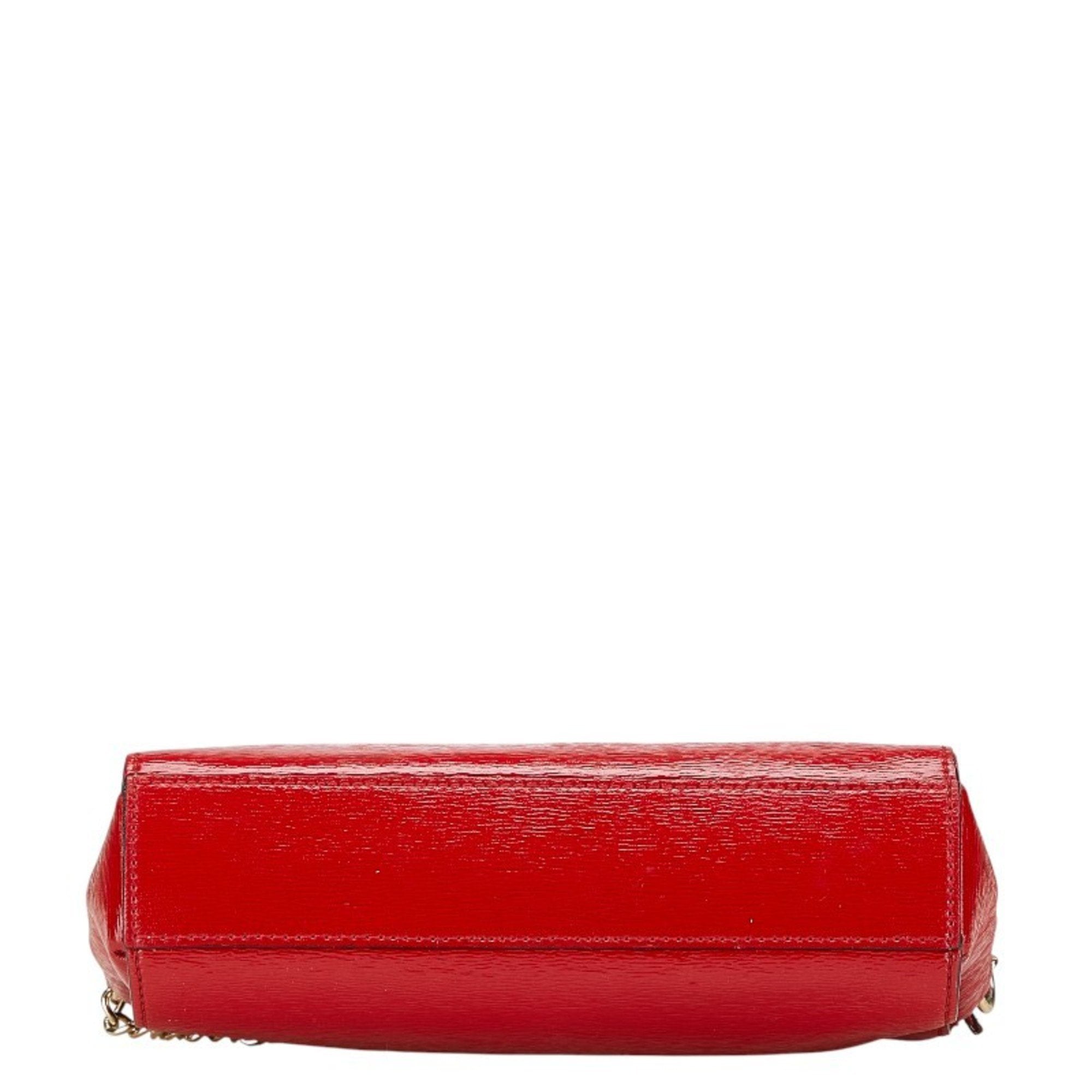 Pre-Owned Kate Spade Ribbon Crossbody Chain Shoulder Bag in Red Enamel, Women's