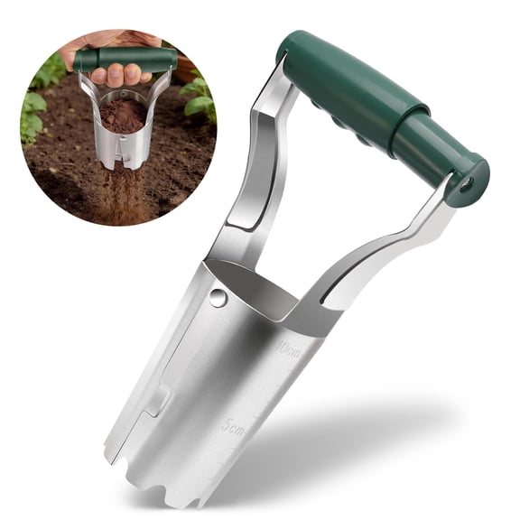 Lingsida Bulb Planter, Bend Free Tool for Planting Bulbs, Bulb Dibbler Hole Digger, Automatic Soil Releasing Seed with Depth Markers