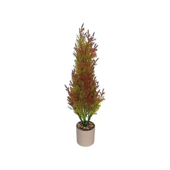 2Pcs 18.5Inch Artificial Fall Pine Trees Small Fake Plants,Table Top Christmas Tree Ornaments,Cedar Topiary Potted Trees for Home Desk Room Office Farmhouse Outdoor Decorations