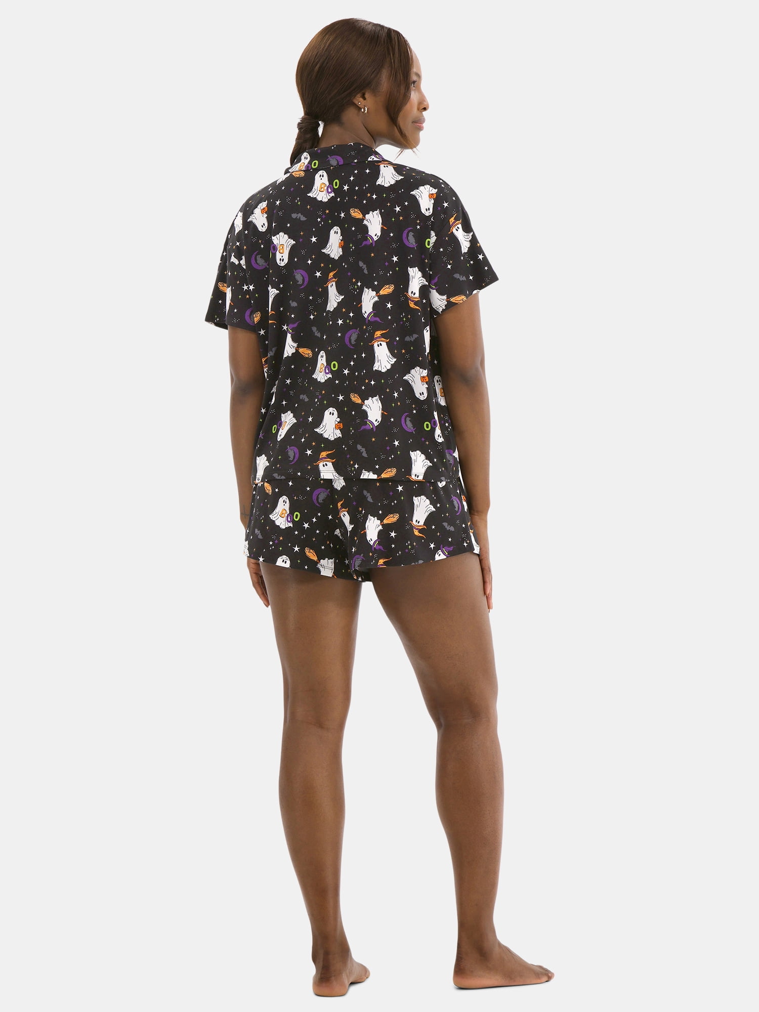 Halloween Women’s Printed Notched Top and Shorts Pajama Set from Way to Celebrate, 2-Piece, Sizes XS-3X