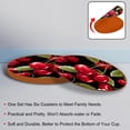 thumbnail image 4 of Cherry Microfiber Leather Round Coasters (6PCS) - Set of 6 Drink Coasters, 11x11 cm/4.3x4.3 Inches, and Heat Table Coasters for Glasses, Cups, and Mugs, 4 of 6