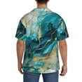 thumbnail image 3 of Rateoe Abstract Ocean Currents Pattern Men's Short Sleeve Classic Shirt, Casual Short-Sleeved Shirt, Lightweight Summer Shirt, Cuban Collar Shirt,Button-Front Shirt-Large, 3 of 5