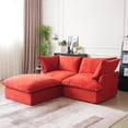 thumbnail image 3 of Sodrens Modular Sectional Sofa Couch,82.66" Velvet Loveseat Sofa with Ottoman,Minimalist Style Comfy Couch for Living Room Apartment,Red, 3 of 8