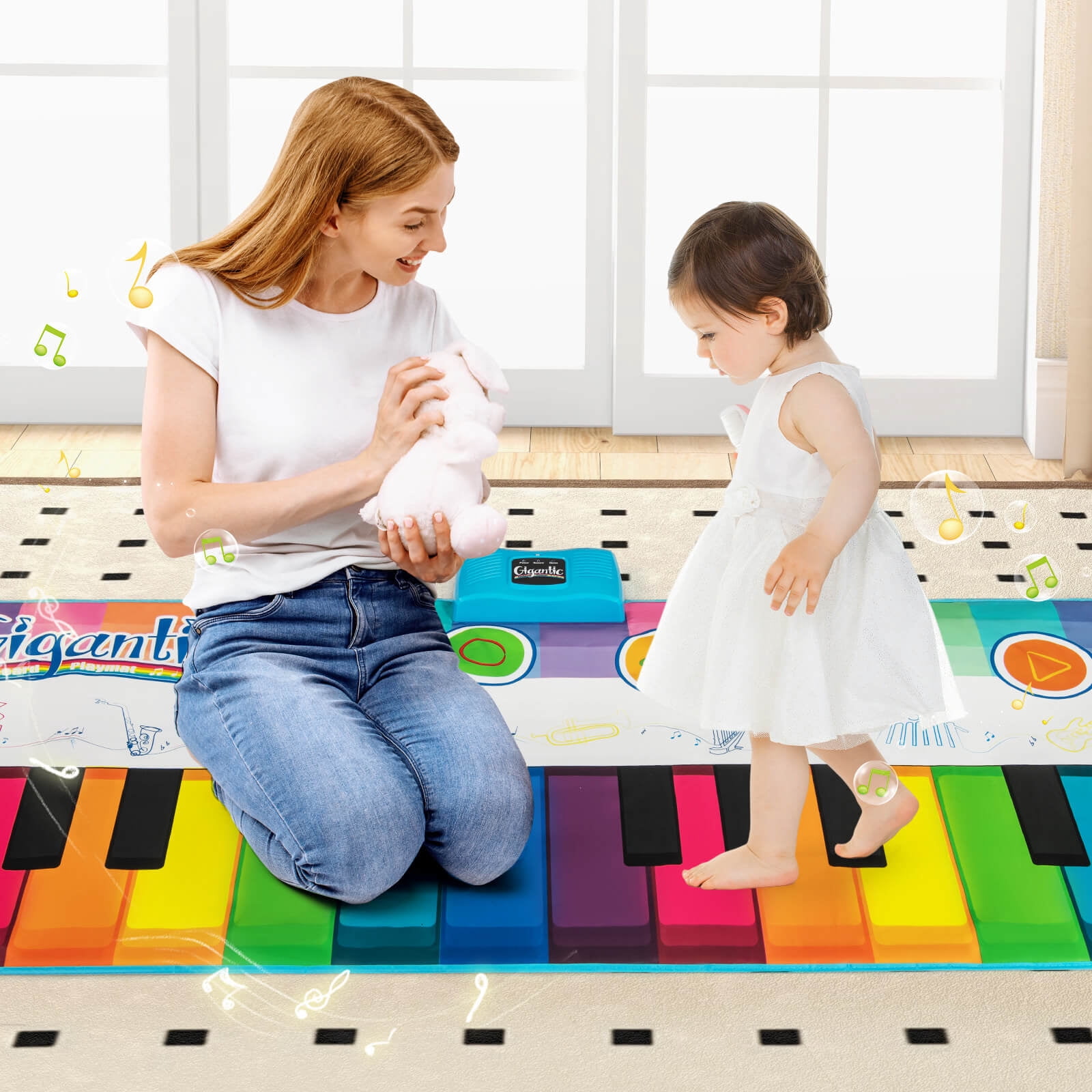 Costway 6 FT Floor Piano Mat Giant Piano Keyboard Dance Mat with 24 Keys for 3+ Years Old