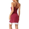 thumbnail image 3 of INSPIRE CHIC Women's Nightgown Chemise Sleepwear Lace Nightwear V-neck Modal Soft Sleeveless Lingerie M Claret, 3 of 6