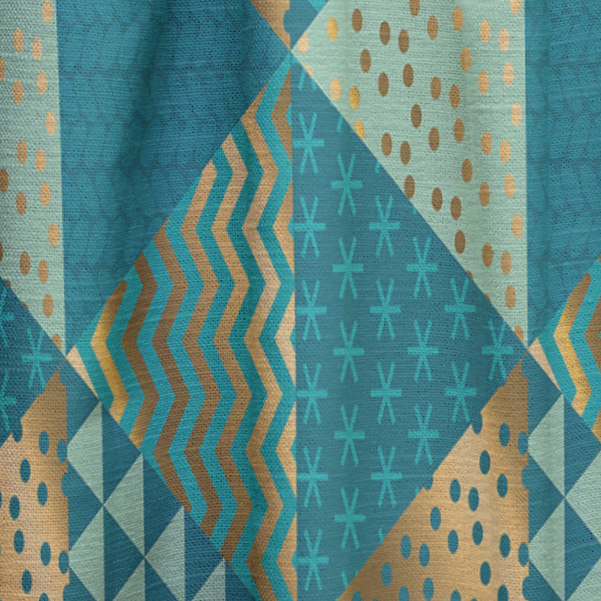 Designart 'Blue and Gold Dynamics I' Mid-Century Modern Curtain Panel