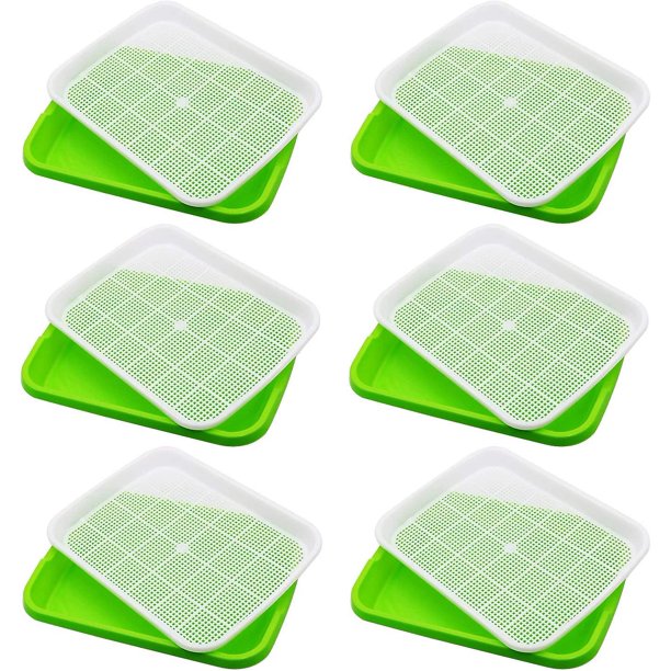 Paquete de 6 bandejas de germinación de semillas, bandejas de cultivo de microverdes, bandeja de vivero sin Bpa, semillas