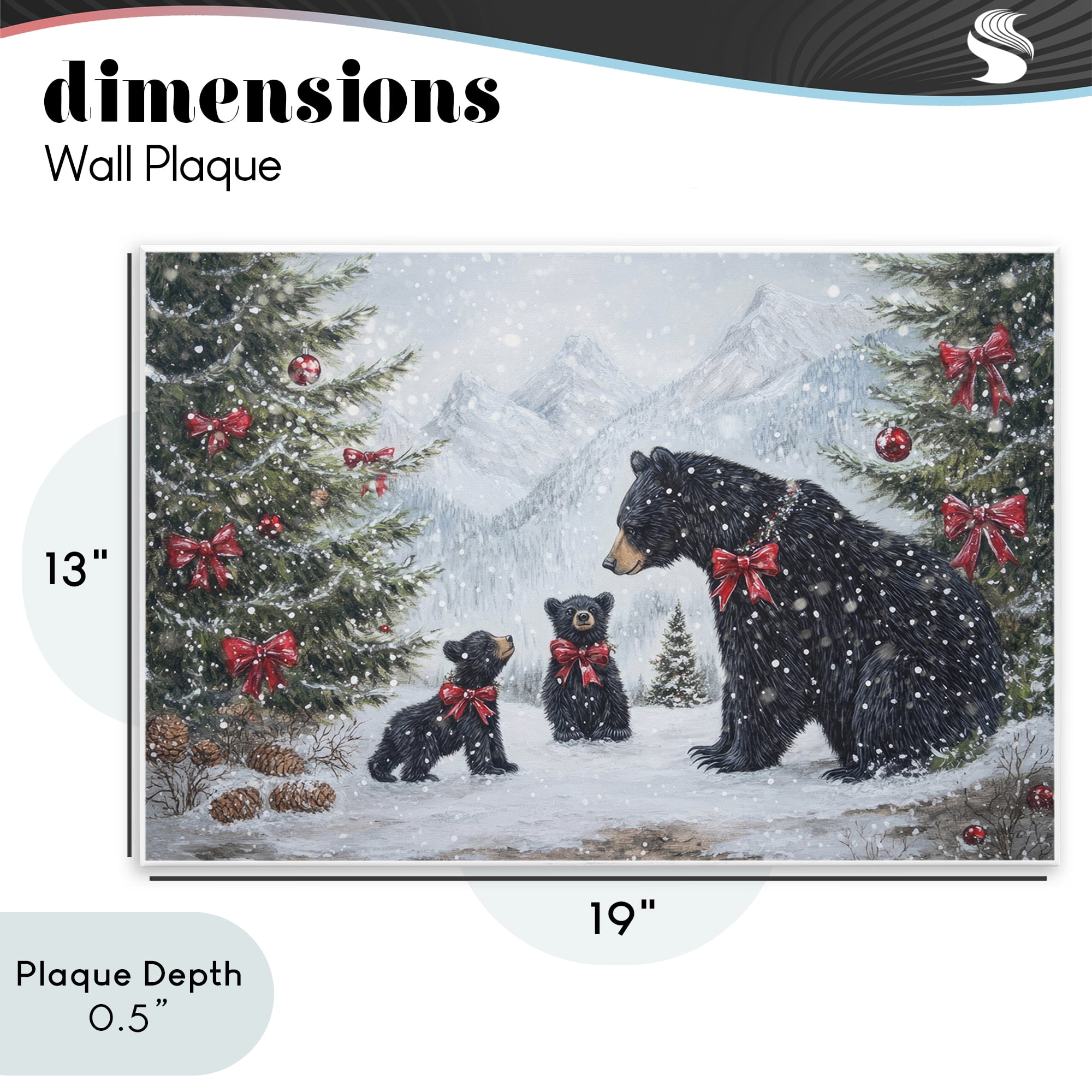 Stupell Industries Christmas Black Bears Wall Plaque Art, design by Tina LeCour