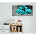 thumbnail image 4 of Aaheei Teal Rose Wall Art Turquoise Pictures Wall Decor 1 Piece Flower Canvas Prints for Bathroom Kitchen Black and White Living Room Home Decorations Painting Modern Artwork, 4 of 6