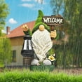 thumbnail image 4 of Garden Gnome Statue Outdoor Decor Large Flocked Resin Gnome Figurine with Solar Light Holding Lantern Welcome Sign Garden Yard Decorations Dwarf Sculpture for Outside Patio Porch Lawn Decor., 4 of 7