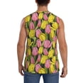 thumbnail image 4 of Lsque Tulips Flowers Print Men's Cotton Blend Sleeveless Muscle Shirts (S-3XL)- Moisture Wicking, Odor Protection, UPF 30+,Medium, 4 of 8