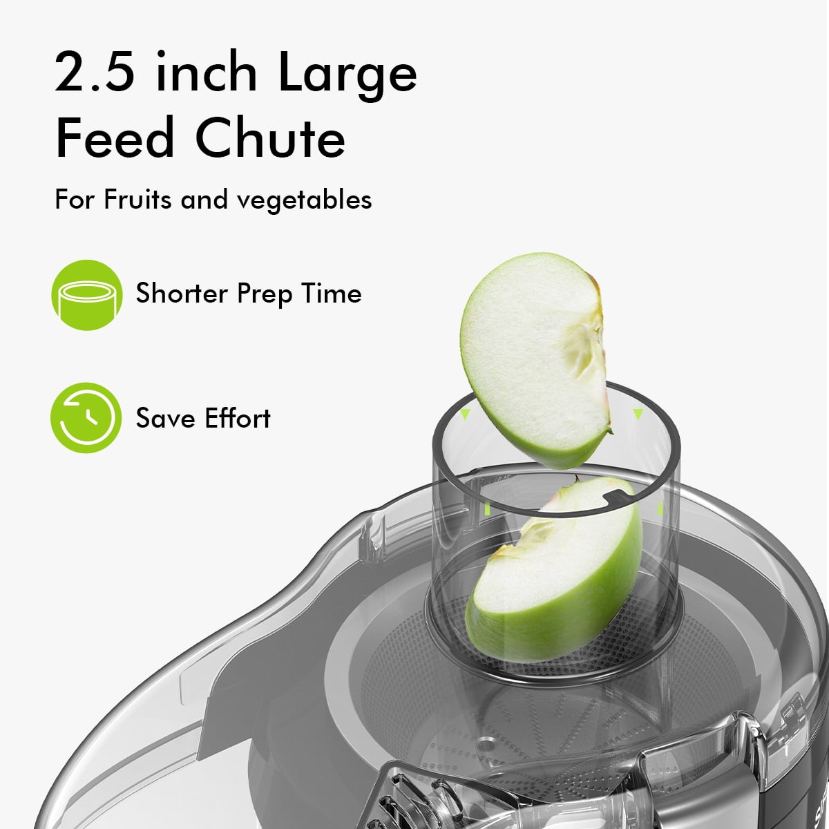SiFENE Centrifugal Juicer Machine, 350W 2-Speed Juice Extractor with 2.5-Inch Wide Chute, Easy Clean, High Juice Yield, Compact Fruit & Vegetable Juicer, Home Kitchen, White