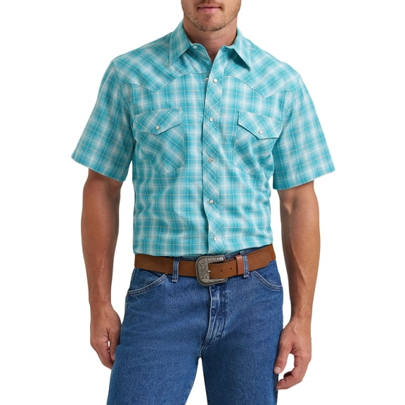 Wrangler® Men's and Big Men's Regular Fit Short Sleeve Western Shirt, Sizes S-5XL