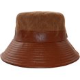thumbnail image 5 of CoCopeaunts Bucket Hats for Women Pu Splicing Leather Bucket Hat Outdoor UV Protection Foldable Hiking Lady Fashion Fisherman Hat, 5 of 8