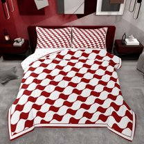 Castle Fairy Female Men Adults Abstract Stripes Plaid Full Size Comforter Sets 3-Piece,Minimalist Geometric Bedding Comforter Set,Mid Century Minimalism Lightweight Bedding Sets