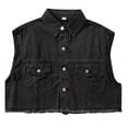 thumbnail image 3 of Bcfgryg Unisex Loose Fit Denim Vest Sleeveless Jacket For Casual Style Short Crop Top For Men And Women Men's Lightweight Jacket Black L, 3 of 3