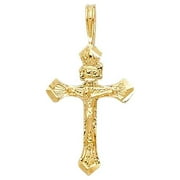 14K Yellow Gold Religious Crucifix Charm Pendant for Necklace Chain | Jewelry Gift for Men Women | 17 x 11 MM | 0.5 grams