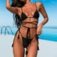 thumbnail image 1 of Traje de baño dividido para mujer Moda Chinlon Solid Beach Party Bikini (S Negro), 1 of 6