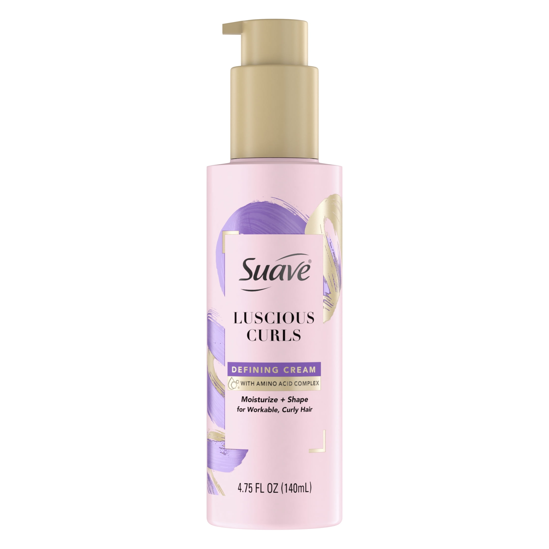 Suave Pink Luscious Curls Curl Defining Hair Cream with Amino Acid Complex, 4.75 oz