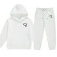thumbnail image 4 of Girls Sweatsuit Cute Heart Printed Long Sleeve Hooded Sweatshirt and Sweatpants Set 2 Piece Outfits Clothes for Kids 2-13 Years, 4 of 4