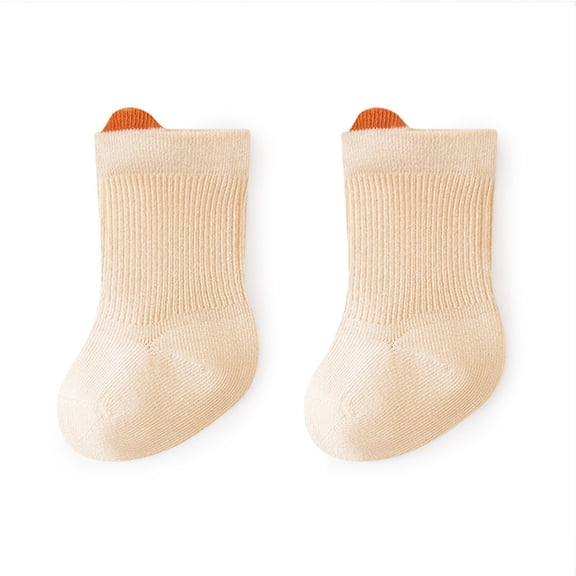 RKSTN Baby Socks Cotton Boys Socks Color Block Thickened Warm Cozy Crew Socks for Newborns (Khaki ,0 Months)