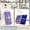 thumbnail image 6 of Zipper Storage Wallet Case for Redmi Note 12 Pro 5G, Case for Xiaomi Poco X5 Pro,Skin Friendly Feel Leather Case with Muliti-Card Slots Holster for Poco X5 Pro/Note 12 Pro,SZY Purple, 6 of 11