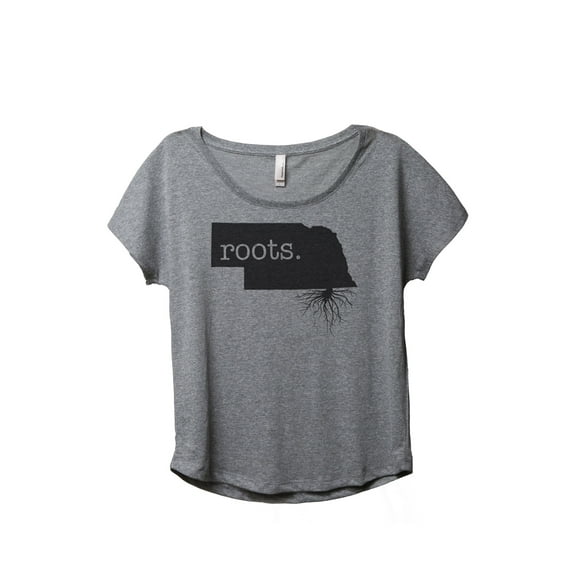 Thread Tank Home Roots State Nebraska NE Women's Relaxed Slouchy Dolman T-Shirt Tee Heather Grey Small