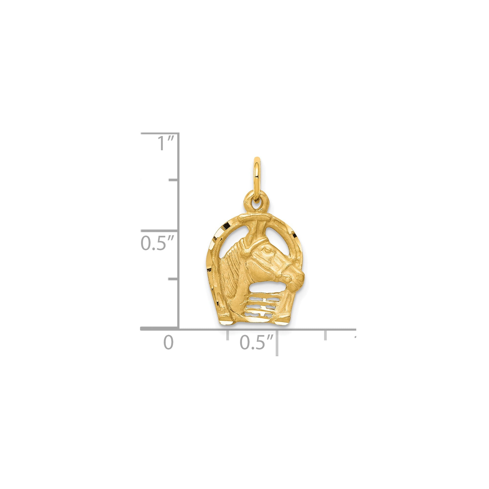 10k Yellow Gold Horse Head Pendant with Horseshoe Design for Men and Women, Western Equestrian Jewelry Symbolizing Strength and Freedom, Country Animal Necklace