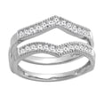 thumbnail image 2 of Dazzlingrock Collection 0.45 Carat (ctw) 10k Round Diamond Millgrain Anniversary Guard Double Band 1/2 CT, White Gold, Size 5, 2 of 6