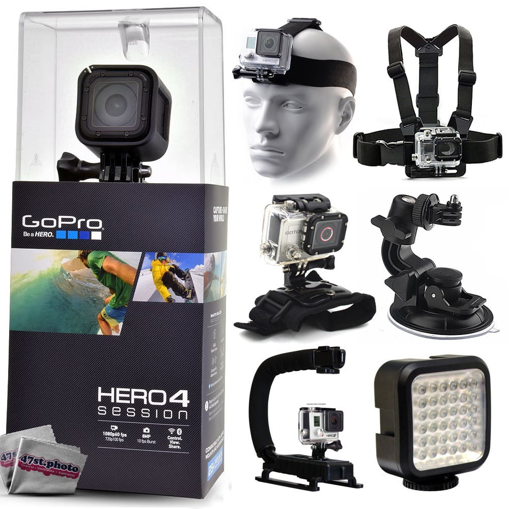 Camello En respuesta a la Portero GoPro Hero HERO Session CHDHS-102 with Headstrap + Chest Harness Mount +  Wrist Glove Strap + Suction Cup + LED Light + Opteka X-Grip Action  Stabilizer - Walmart.com