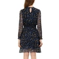 thumbnail image 3 of Allegra K Women's Floral Stand Collar Tiered Ruffle Hem Long Sleeve Chiffon Dress, 3 of 5