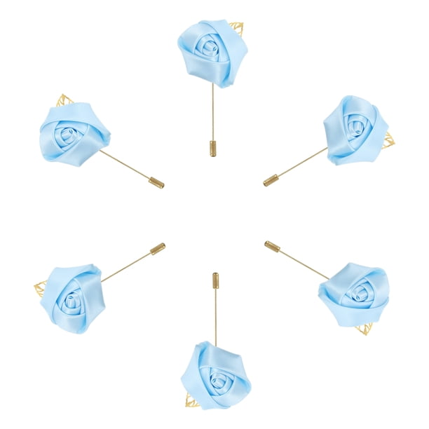 Ramilletes de rosa Unique Bargains Alfileres para Novio Ceremonia de Boda Aniversario Cena Formal Azul claro