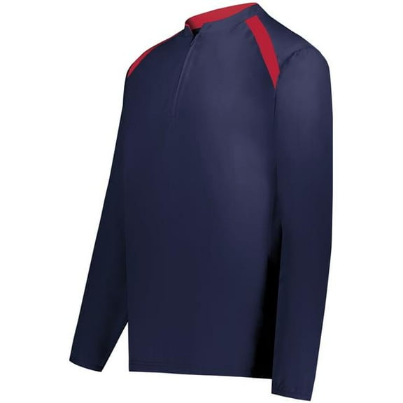 Holloway 229695.S20.L Youth Clubhouse Pullover, Navy & Scarlet - Large