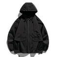 thumbnail image 6 of Womens Oversized Waterproof Jackets Casual Long Sleeve Outwear Jacket Zip-Up Loose Outdoor Trench Coats Black, 2XL, 6 of 7