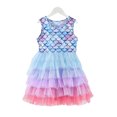 thumbnail image 2 of KYAIGUO Robe Décontractée en Tulle pour Filles, Été Sans Manches à Volants Robes Midi 3D Mignonnes Robe d'Été pour 3-7T, 2 of 9