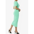 thumbnail image 4 of TheMogan Robe Midi Moulante Crayon en Coton Extensible à Manches Courtes et Encolure Carrée pour Femmes P-TG, 4 of 6