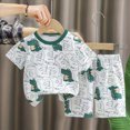 thumbnail image 4 of TOWED22 Newborn Baby Boy Outfits 2pcs Cotton Short Sleeve Top Tee Cute Seal Print Casual Cargo Shorts Clothes(Green,4-5 Y), 4 of 4
