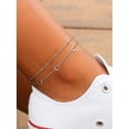 thumbnail image 3 of ChainsHouse Double Layered Ankle Bracelets for Women Stainless Steel Bead Heart Link Adjustable Chain Summer Trendy Anklets, 8"-10", 3 of 8