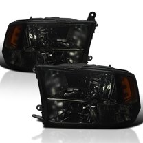 Spec-D Tuning Smoke Quad Headlights Compatible with 2009-2018 Dodge Ram 1500/2500/3500 Left Right Pair Head Lights Lamp Assembly