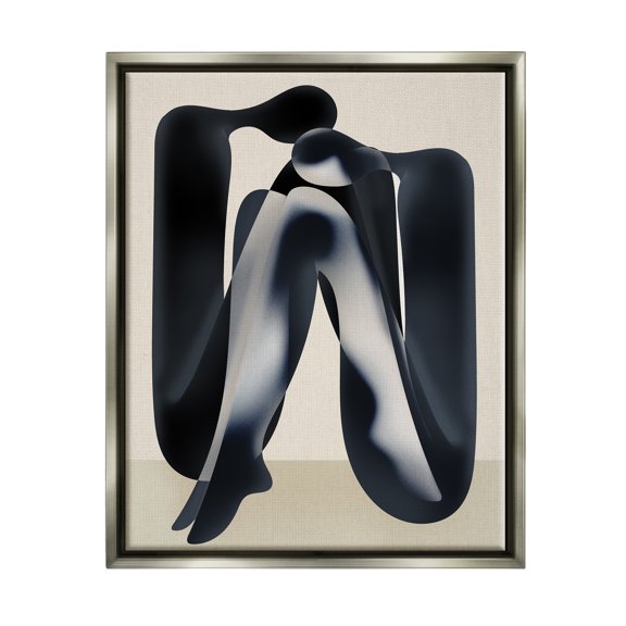 Stupell Industries Modern Figures Sitting Abstract Painting Gray Floater Framed Canvas Art Print Wall Art, 25 x 31