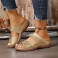 thumbnail image 2 of Pandaie Women's Orthopedic Wedge Sandals Rhinestones Platform Casual Slip on Slides Glitter Comfortable Walking Slippers Summer Shoes Gold Size 9.5, 2 of 9