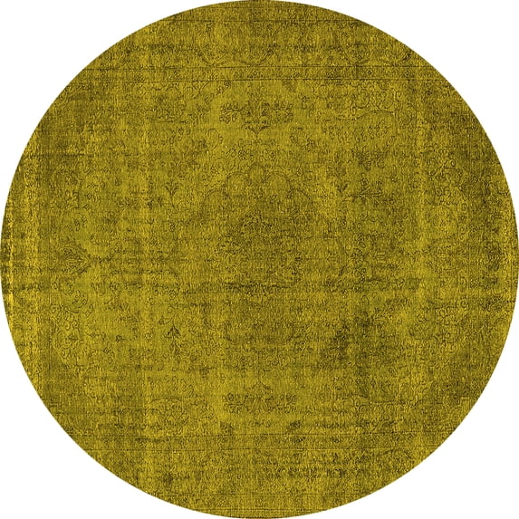 Ahgly Company Indoor Round Oriental Yellow Industrial Area Rugs, 6' Round