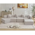 thumbnail image 3 of 140" Modern L-Shaped Sectional Couch for Living Room, No-Assembly Cloud Couch with Chaise, Boucle Modular Sofa, 4-Seat Boneless Foam-Filled Living Room Furniture, Gray, 3 of 9