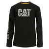 Caterpillar Boy's Diamond Plate Banner Long Sleeve Tee Black S