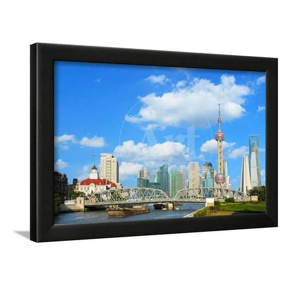 Shanghai Bund Garden Bridge Skyline, Framed Art Print Wall Art by Aylandy Sold by Art.Com